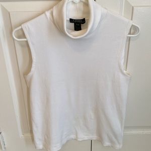 Ralph Lauren White Sleeveless Ribbed Turtleneck